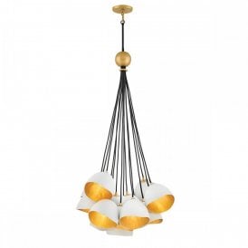 NULA 15 Light Ceiling Pendant Light | Chalk-White | Luxe Gold