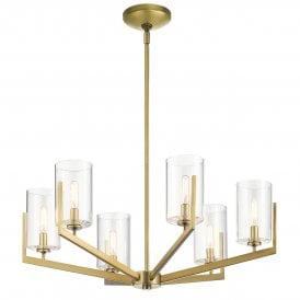 6light pewter chandelier with clear glass shades