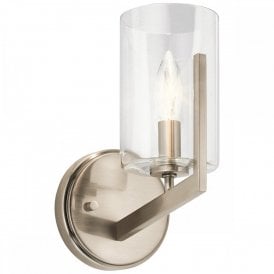 NYE Modern Wall Light in Classic Pewter with Clear Glass Shade