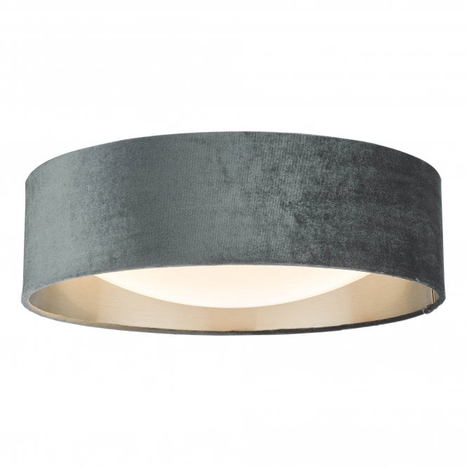 NYSA 2 Light Flush Light | Velvet Dark Grey Shade 40Cm | Medium