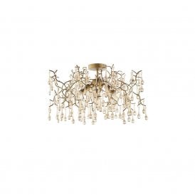 OASIS Aged Gold Branch Semi-Flush With Glass Droplets