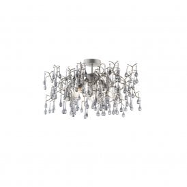 OASIS Aged Silver Branch Semi-Flush With Glass Droplets