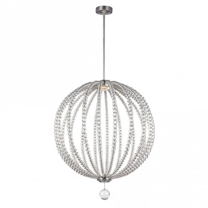 OBERLIN LED modern orb ceiling pendant with clear rondure crystal beads - large