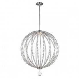 OBERLIN LED modern orb ceiling pendant with clear rondure crystal beads - large