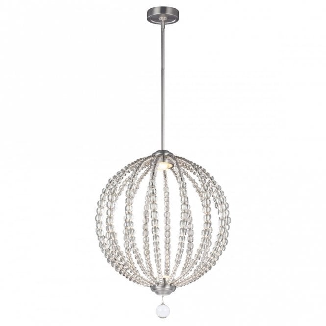 OBERLIN LED modern orb ceiling pendant with clear rondure crystal beads - medium
