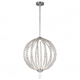 OBERLIN LED modern orb ceiling pendant with clear rondure crystal beads - medium
