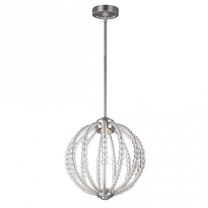 OBERLIN LED modern orb ceiling pendant with clear rondure crystal beads - small