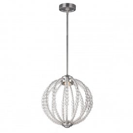 OBERLIN LED modern orb ceiling pendant with clear rondure crystal beads - small