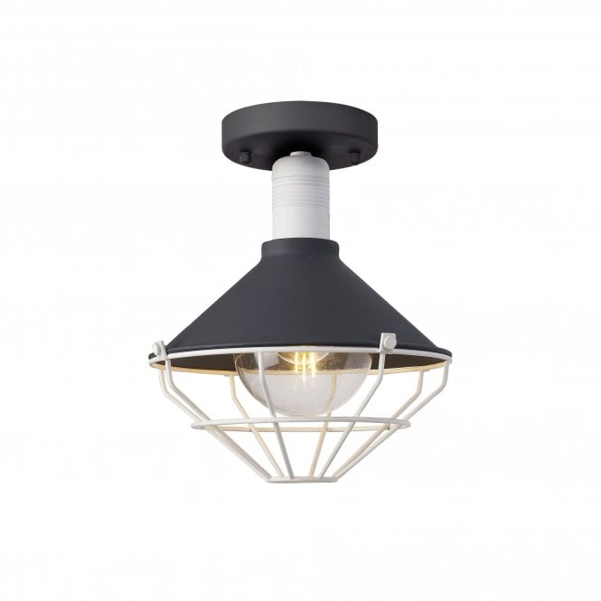 OCTOCAGE black and white indoor or outdoor flush fitting ceiling light or porch light