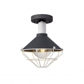OCTOCAGE black and white indoor or outdoor flush fitting ceiling light or porch light