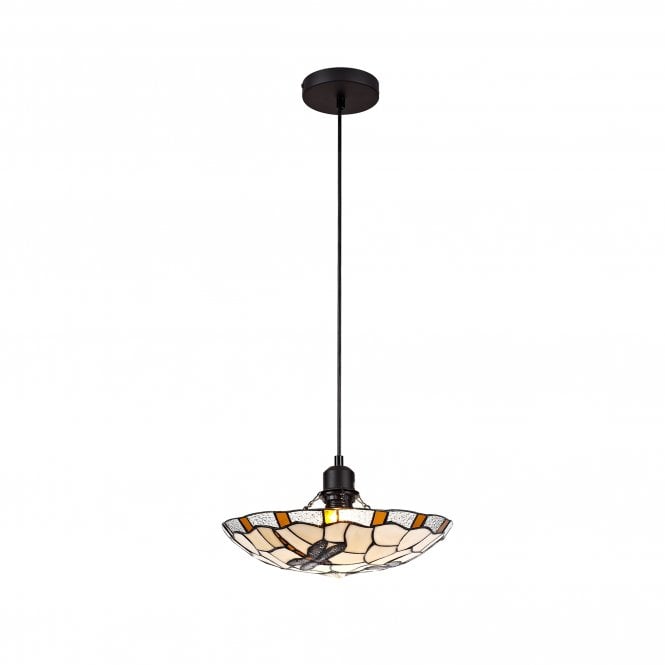 ODONA Tiffany Ceiling Pendant Light 35cm Amber, Cream, Clear Crystal, Black