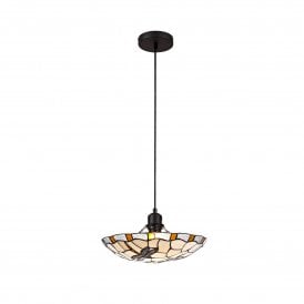 ODONA Tiffany Ceiling Pendant Light 35cm Amber, Cream, Clear Crystal, Black