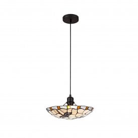 ODONA Tiffany Ceiling Pendant Light 35cm Amber, Cream, Clear Crystal, Black