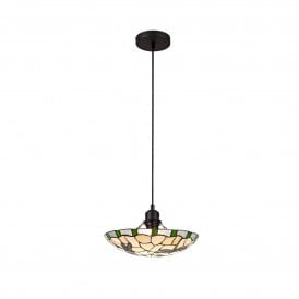 ODONA Tiffany Ceiling Pendant Light 35cm Green, Cream, Clear Crystal, Black