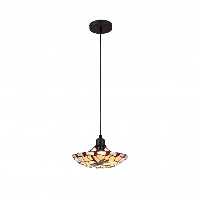 ODONA Tiffany Ceiling Pendant Light 35cm Red, Cream, Clear Crystal, Black