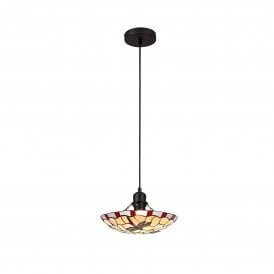 ODONA Tiffany Ceiling Pendant Light 35cm Red, Cream, Clear Crystal, Black