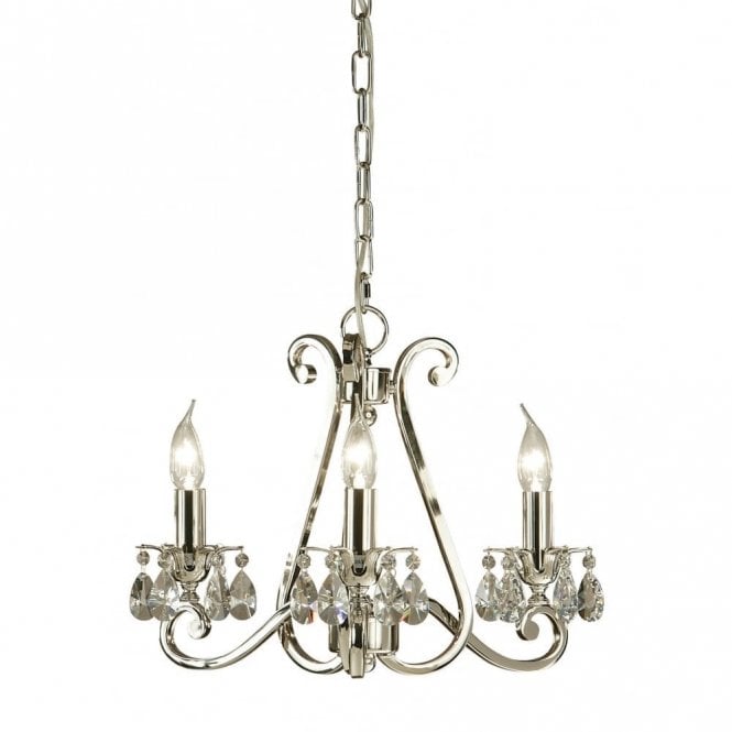 OKSANA small 3 light traditional nickel chandelier