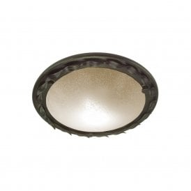 OLIVIA circular flush glass ceiling light with black gold surround