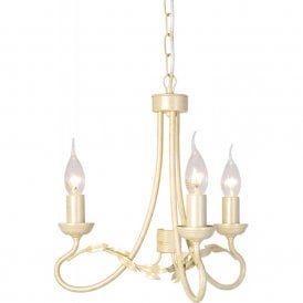 OLIVIA small ivory gold 3 arm chandelier