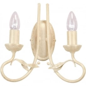 OLIVIA twin candle style wall light, ivory gold finish