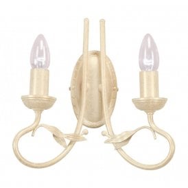 OLIVIA twin candle style wall light, ivory gold finish
