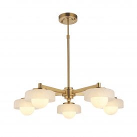 modern brushed brass ceiling pendant with opal glass shades 