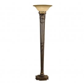 OPERA aged brass uplighter floor lamp with Scavo glass shade