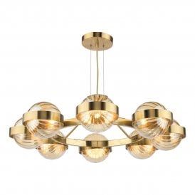 large gold and amber glass globe chandelier