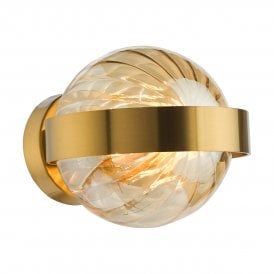 gold wall sconce with amber glass