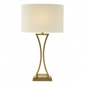 Contemporary brass and ivory table lamp with oval shade