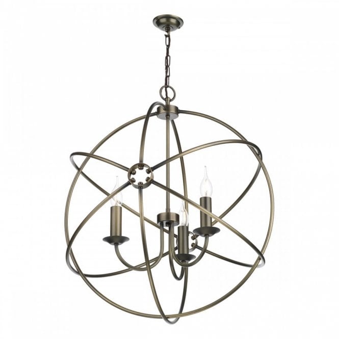 ORB 3 light antique brass gyroscope ceiling pendant