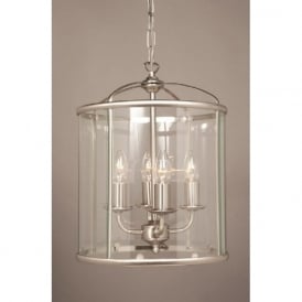 ORLY circular glass hall lantern with satin nickel frame