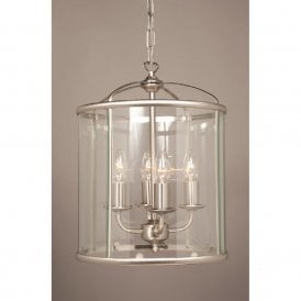 ORLY circular glass hall lantern with satin nickel frame