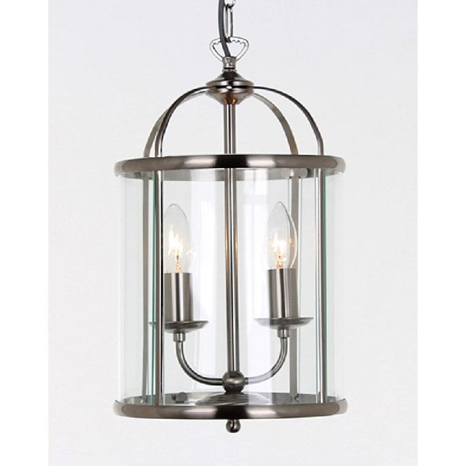 ORLY small traditional hall lantern with satin nickel frame