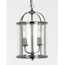 ORLY small traditional hall lantern with satin nickel frame