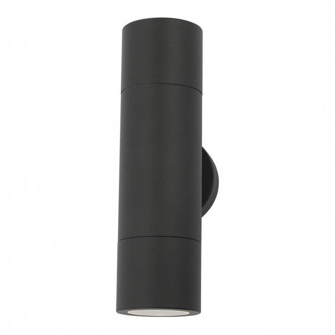 ORTEGA LED 2 bulb outdoor tube wall light in black finish
