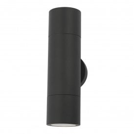 ORTEGA LED 2 bulb outdoor tube wall light in black finish