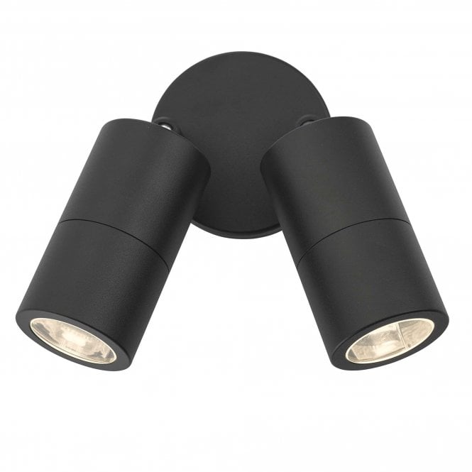 ORTEGA LED outdoor wall light with twin spotlights in black finish