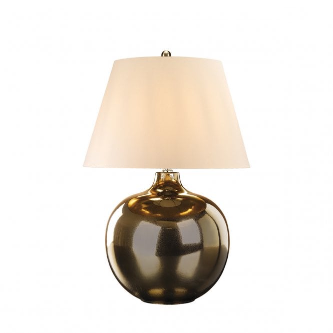 OTTOMAN Crackle Metalic Bronze Table Lamp with Tapered Ivory Shade