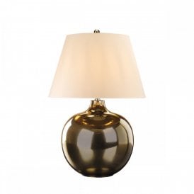 OTTOMAN Crackle Metalic Bronze Table Lamp with Tapered Ivory Shade