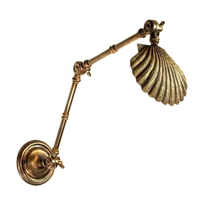 OYSTER Long Arm Double Adjustable Wall Light Antique Brass