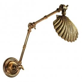 OYSTER Long Arm Double Adjustable Wall Light Antique Brass