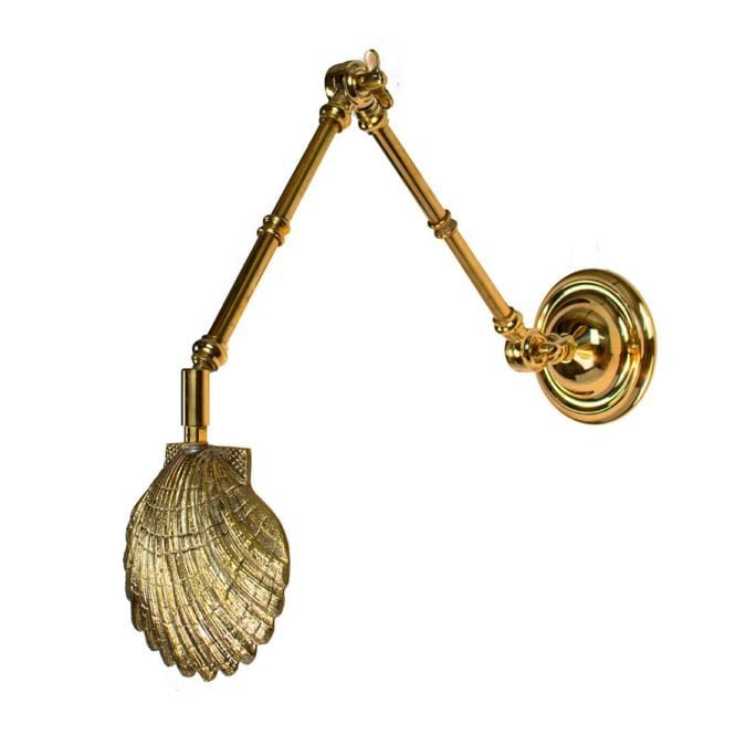 OYSTER Long Arm Double Adjustable Wall Light Polished Brass