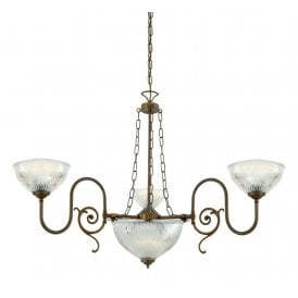 PADANG Traditional Antique Brass Chandelier with Holophane Glass Shades