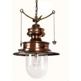 PADDINGTON reproduction railway station pendant light - antique brass
