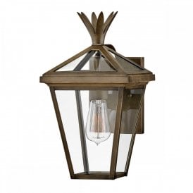 bronze wall lantern with pineapple style decorative top