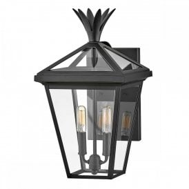 black two light wall lantern with pineapple motif