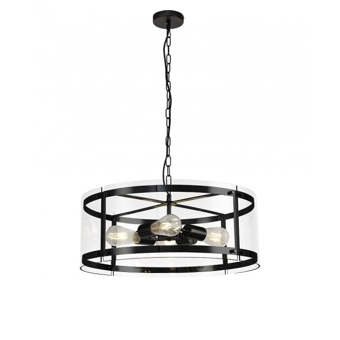 PARKER matt black and glass ceiling pendant - large