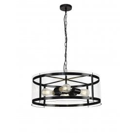 PARKER matt black and glass ceiling pendant - large
