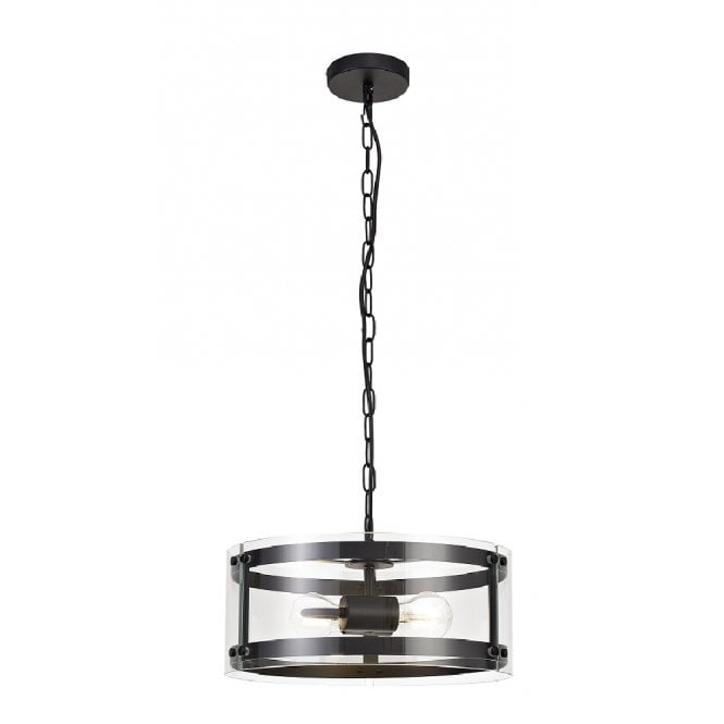 PARKER matt black and glass ceiling pendant - medium